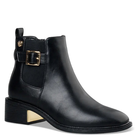 BUCKLE STRAP MID-HEEL BOOTIES