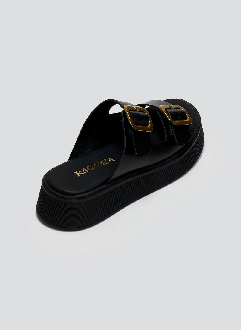 Σανδάλια flatforms δερμάτινα με τοκάδες Ragazza 01236