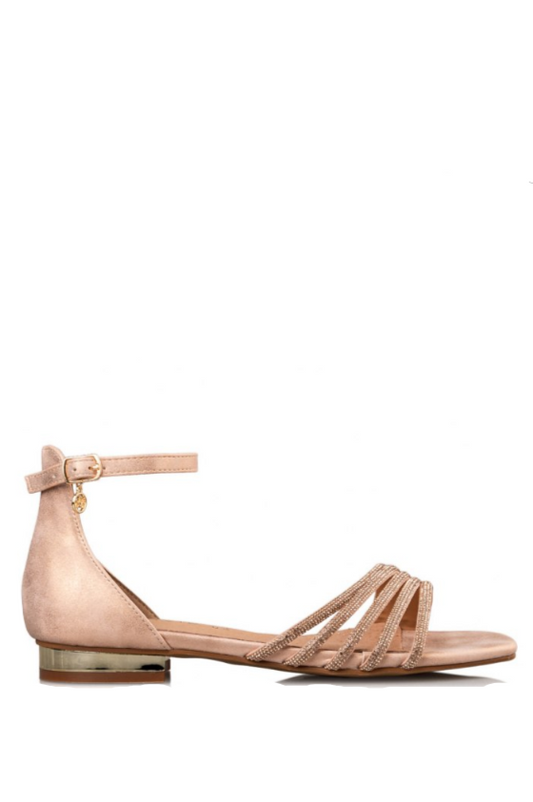 CRYSTAL EMBELLISHED FLAT SANDALS