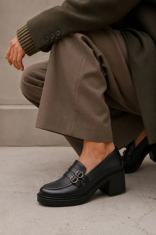 Loafers με Τετράγωνο Τακούνι και Λουράκι με Αγκράφα RAGAZZA 0345