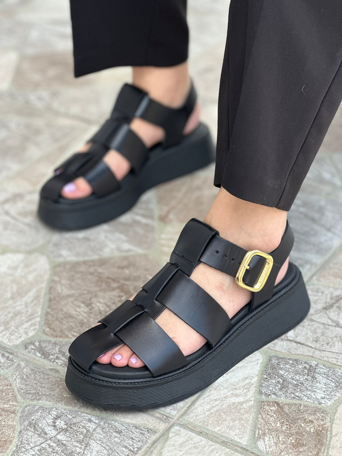 Σανδάλια flatforms fisherman από γνήσιο δέρμα Ragazza 01231