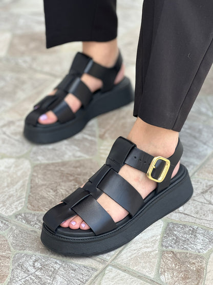 Σανδάλια flatforms fisherman από γνήσιο δέρμα Ragazza 01231