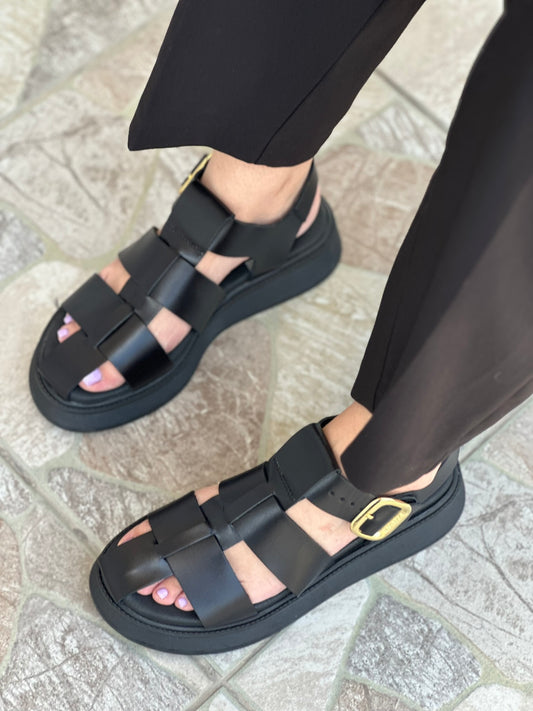 Σανδάλια flatforms fisherman από γνήσιο δέρμα Ragazza 01231