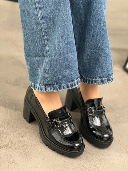 Δερμάτινα LOAFERS με χοντρό τακούνι ZIZEL