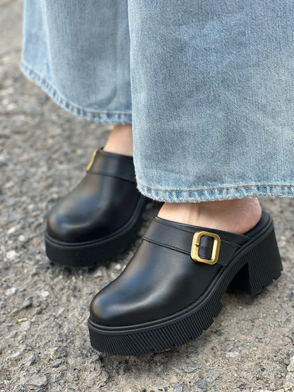 Chunky δερμάτινα clogs Ragazza 01246