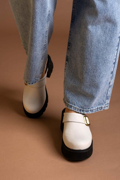 Chunky δερμάτινα clogs Ragazza 01246