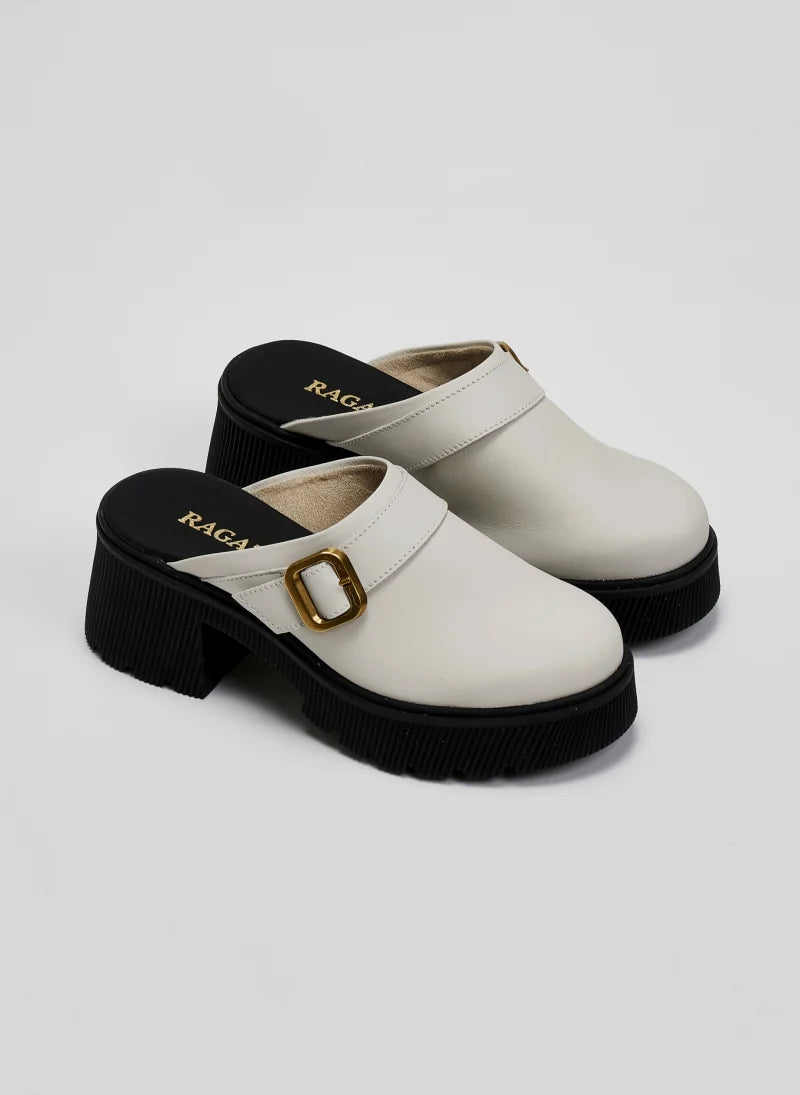 Chunky δερμάτινα clogs Ragazza 01246
