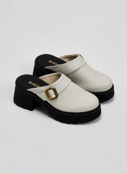 Chunky δερμάτινα clogs Ragazza 01246