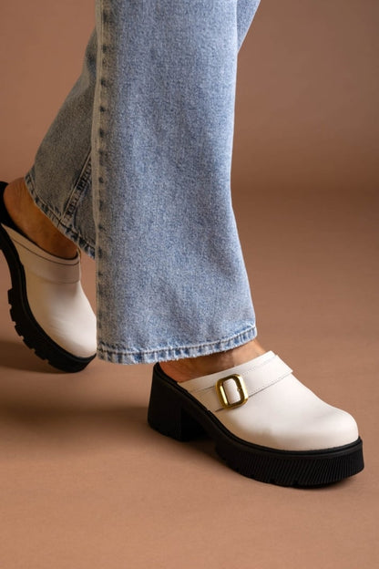 Chunky δερμάτινα clogs Ragazza 01246
