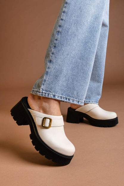 Chunky δερμάτινα clogs Ragazza 01246
