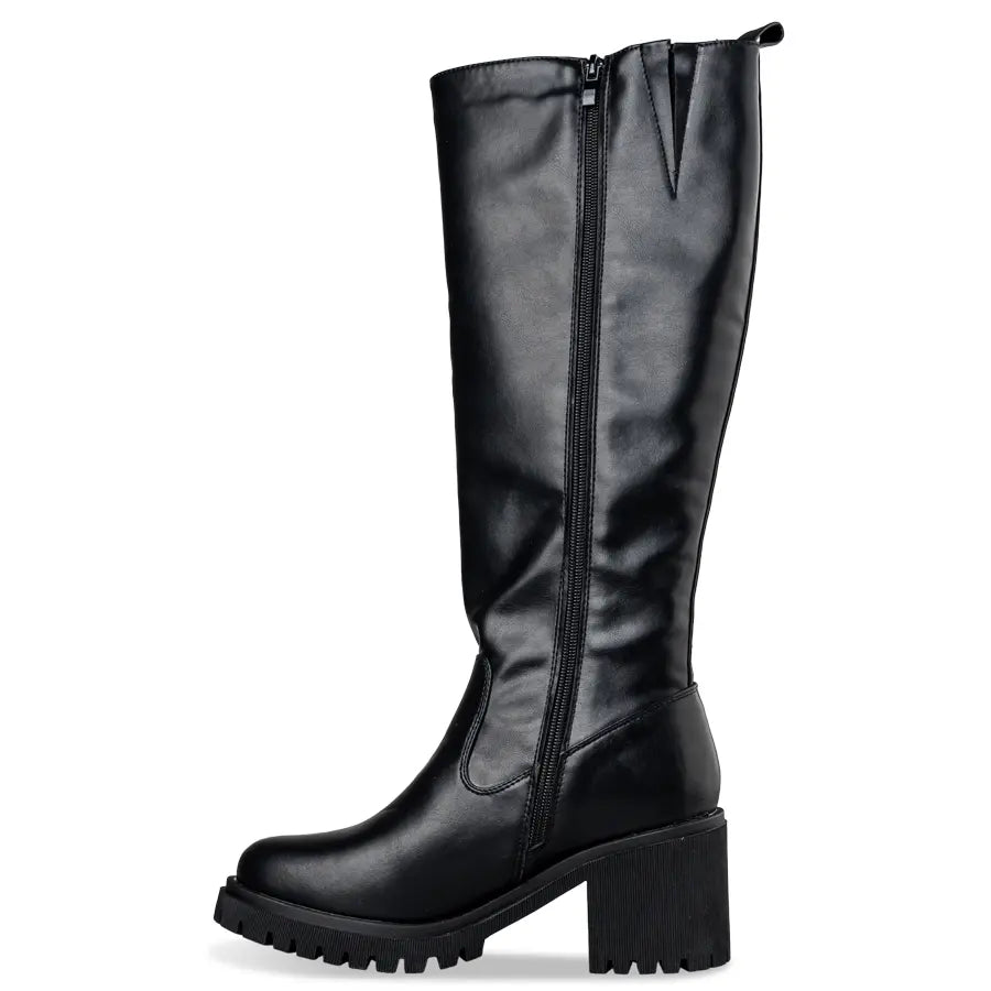 RIDING KNEE-HIGH BOOTS BLOCK HEEL