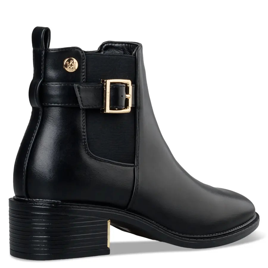BUCKLE STRAP MID-HEEL BOOTIES
