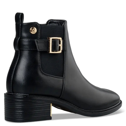 BUCKLE STRAP MID-HEEL BOOTIES