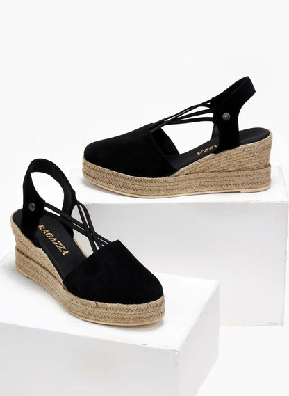 Εσπαντρίγιες platforms δερμάτινες με λάστιχα Ragazza 0705