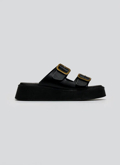 Σανδάλια flatforms δερμάτινα με τοκάδες Ragazza 01236