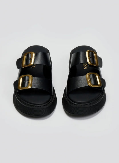 Σανδάλια flatforms δερμάτινα με τοκάδες Ragazza 01236