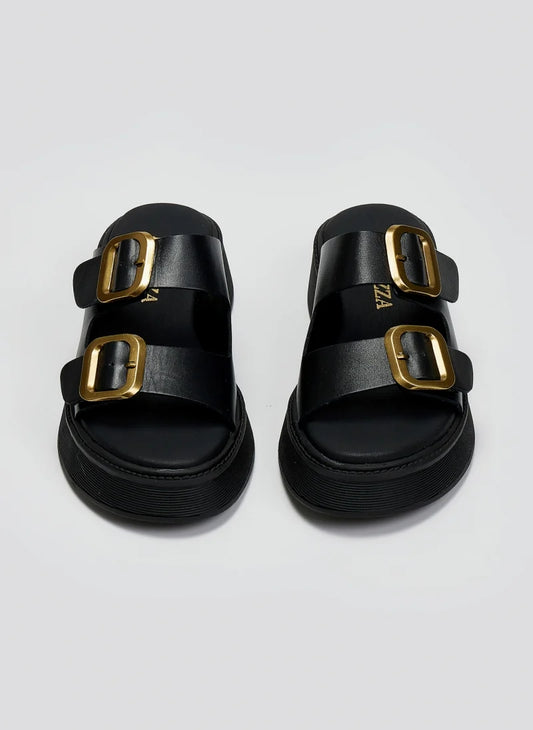 Σανδάλια flatforms δερμάτινα με τοκάδες Ragazza 01236