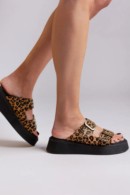 Σανδάλια flatforms δερμάτινα με τοκάδες Ragazza 01236